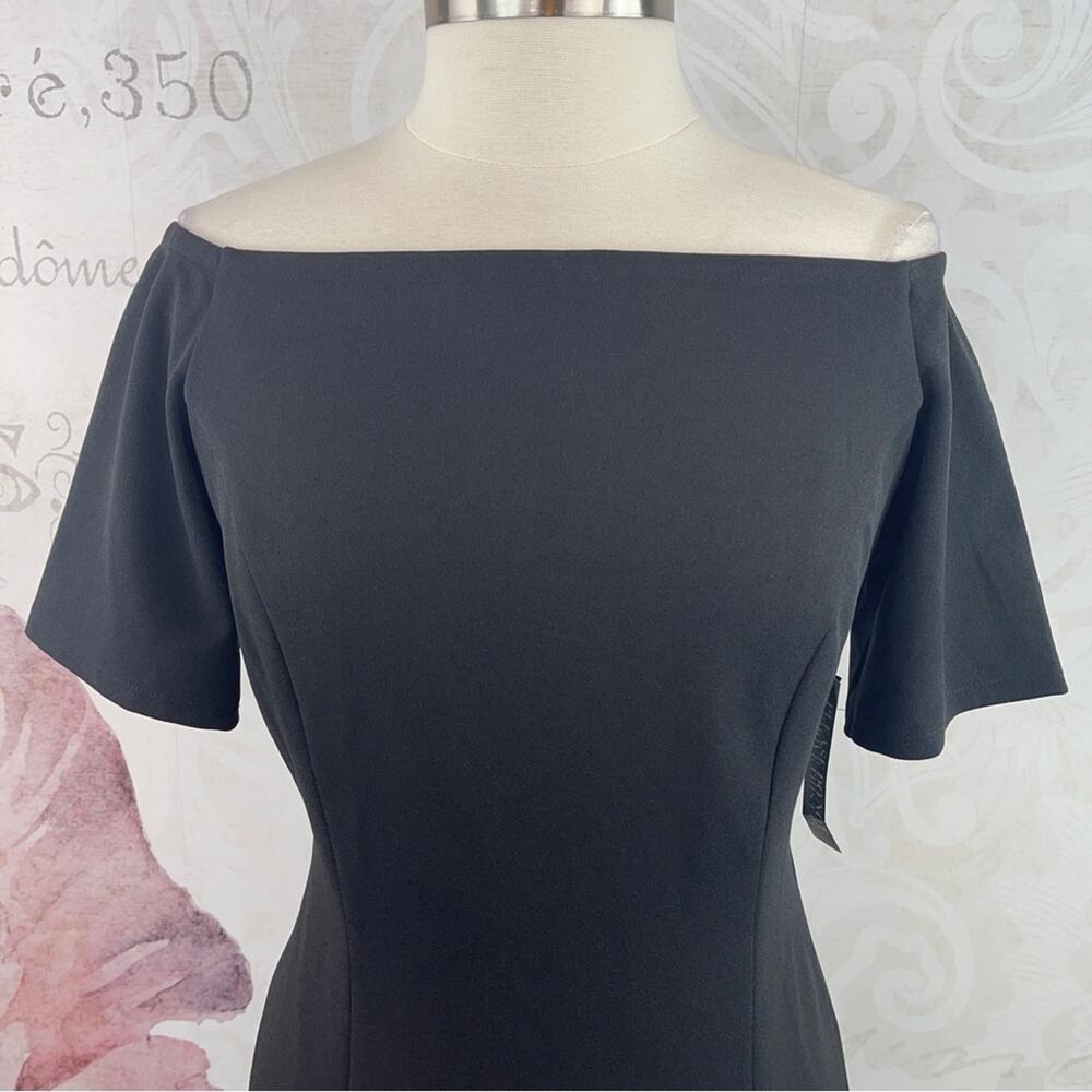 New York & Company Black Off the Shoulder Crepe Dress Size Medium - Picture 2 of 9